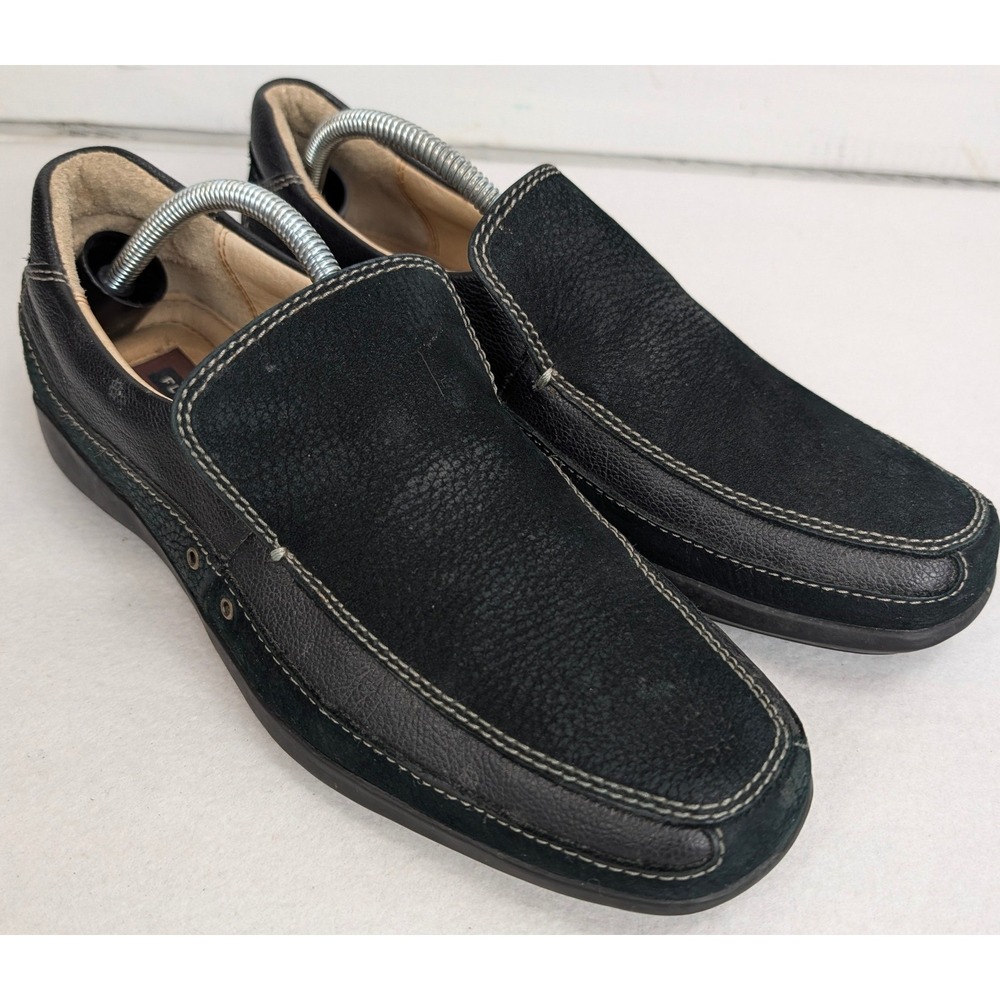 Florsheim Mens 12 D Black Leather Suede Moc Toe Slip On Loafers
